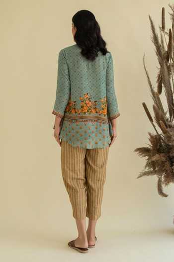 Kalista Floral Print Kurta & Striped Pant Set 
