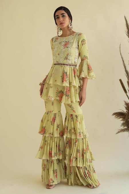 Kalista Floral Print Kurta & Gharara Set 