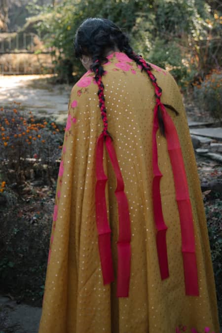 Label Earthen Pashmina Silk Foil Print Kurta Set 