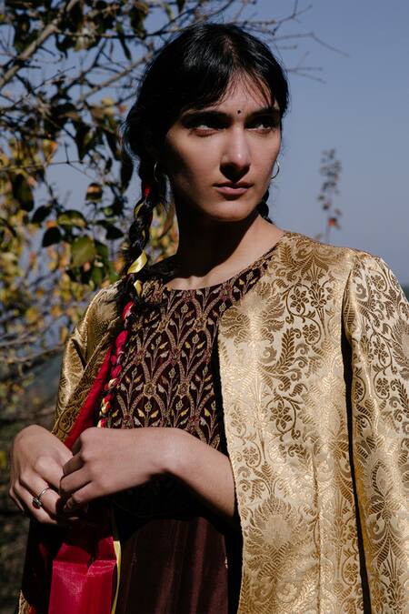 Buy Label Earthen Gold Kurta And Sharara Handwoven Banarasi Jacket Brocade & Set Online at Aza Fashions Buy_Label Earthen_Gold Kurta And Sharara Handwoven Banarasi Jacket Brocade & Set _Online_at_Aza_Fashions