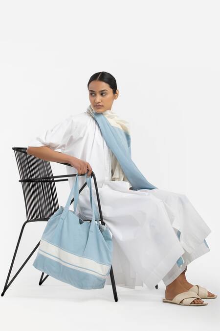 Buy Three White Cotton Poplin Round Gathered-neck Tunic And Pant Set With Scarf Online at Aza Fashions Buy_Three_White Cotton Poplin Round Gathered-neck Tunic And Pant Set With Scarf _Online_at_Aza_Fashions
