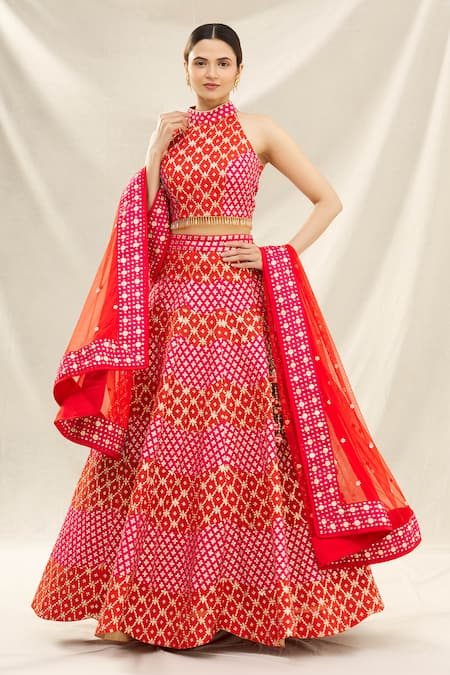 Vandana Sethi Banarasi Chanderi Bridal Lehenga Set 