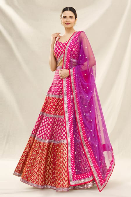 Vandana Sethi Banarasi Chanderi Lehenga Set 