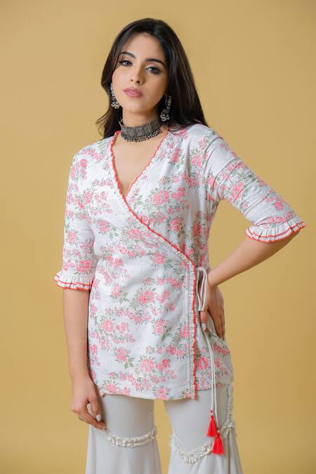 Buy Mool Organic White Sustainable Rayon Printed Gharara Set Online at Aza Fashions Buy_Mool Organic_White Sustainable Rayon Printed Gharara Set_Online_at_Aza_Fashions