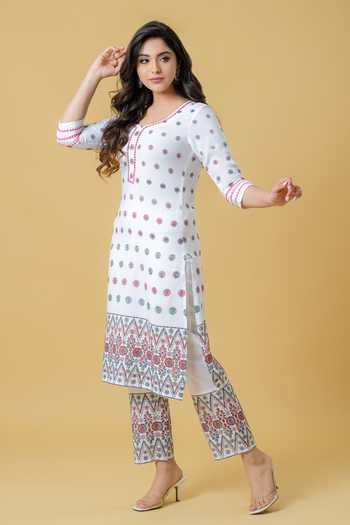 Mool Organic White Sustainable Rayon Embroidered Kurta Set Online at Aza Fashions Mool Organic_White Sustainable Rayon Embroidered Kurta Set_Online_at_Aza_Fashions