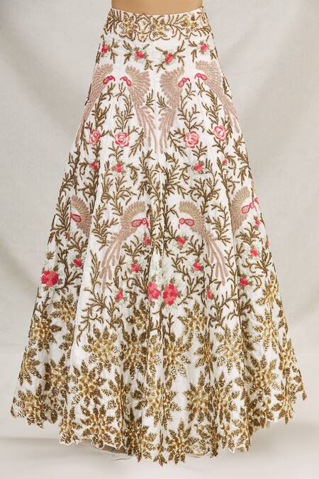 Shop Neha Mehta Couture White Silk V Neck Embroidered Bridal Lehenga Set Online at Aza Fashions Shop_Neha Mehta Couture_White Silk V Neck Embroidered Bridal Lehenga Set _Online_at_Aza_Fashions