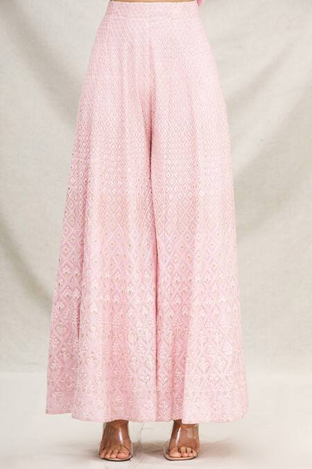 Shop Neha Mehta Couture Pink Georgette, Lucknowi Square Neck Embellished Kurta Set Online at Aza Fashions Shop_Neha Mehta Couture_Pink Georgette, Lucknowi Square Neck Embellished Kurta Set _Online_at_Aza_Fashions