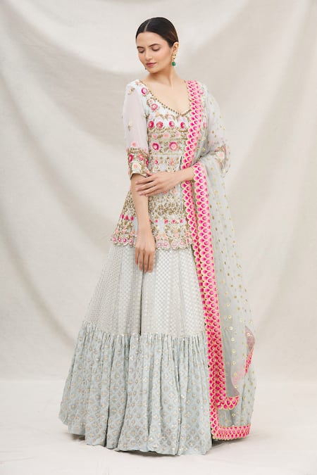 Neha Mehta Couture Embbroidered Kurta Lehenga Set 