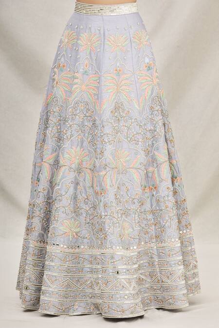 Shop_Neha Mehta Couture_Purple Silk U Neck Bridal Lehenga Set _Online_at_Aza_Fashions