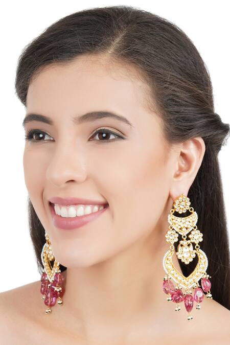 Auraa Trends Kundan Floral Danglers 