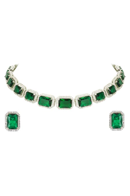 Auraa Trends Geometric Crystal Choker Set 