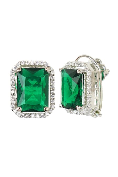 Shop_Auraa Trends_Silver Plated Diamonds, Crystals Geometric Choker Set _Online_at_Aza_Fashions