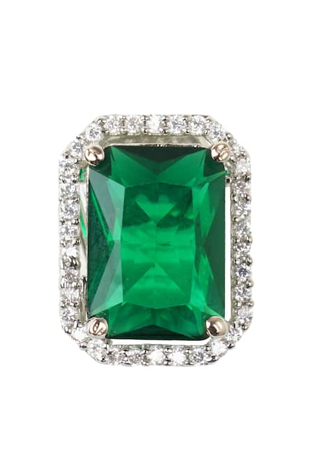 Auraa Trends_Silver Plated Diamonds, Crystals Geometric Choker Set _at_Aza_Fashions