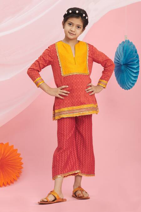 Buy Nikasha Red Cotton Embroidery, Tassels Kurta And Pant Set Online at Aza Fashions Buy_Nikasha_Red Cotton Embroidery, Tassels Kurta And Pant Set _Online_at_Aza_Fashions