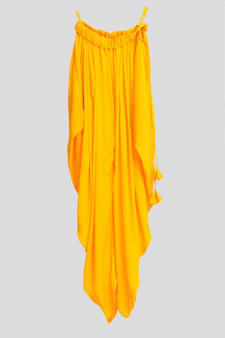 Nikasha_Yellow Cotton Printed Kurta And Dhoti Pant Set _at_Aza_Fashions