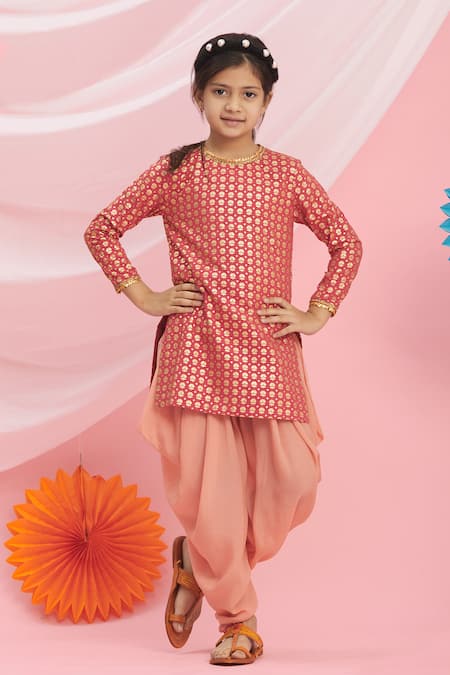 Nikasha Red Cotton Printed Kurta And Dhoti Pant Set