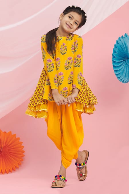 Buy Multi Color Crepe Organza Printed Short Kurta And Dhoti Pant Set For  Women by PDS by SNEHA Online at Aza Fashions.