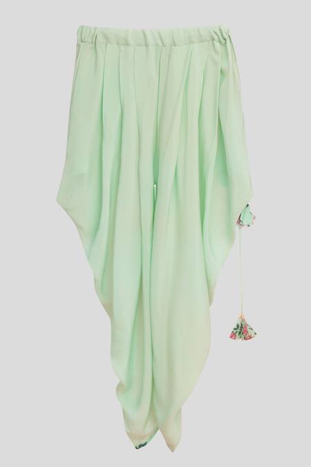 Nikasha_Green Cotton Embroidery Printed Kurta And Dhoti Pant Set _Online_at_Aza_Fashions