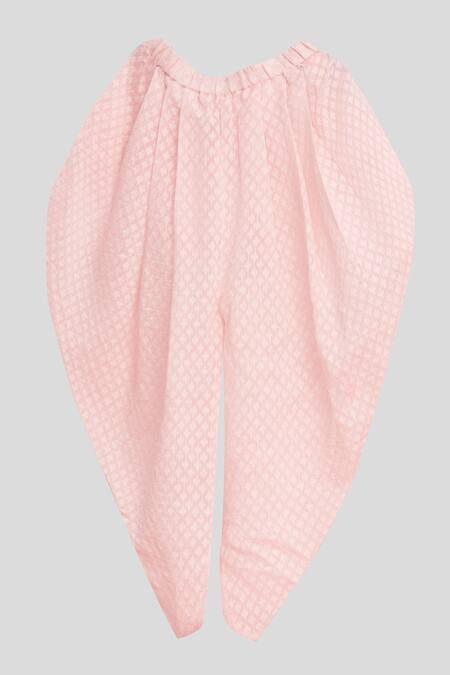 Nikasha_Pink Cotton Embroidery Peplum Kurta And Dhoti Pant Set _Online_at_Aza_Fashions