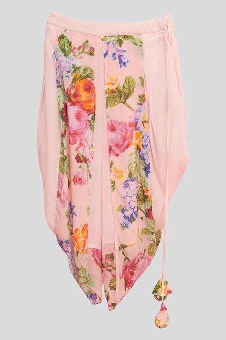 Nikasha_Pink Cotton Tassels Printed Kurta And Dhoti Pant Set _Online_at_Aza_Fashions