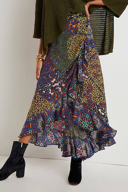 Bhanuni By Jyoti Multi Color Viscose Nikita Embroidered Asymmetric Skirt Online at Aza Fashions Bhanuni By Jyoti_Multi Color Viscose Nikita Embroidered Asymmetric Skirt _Online_at_Aza_Fashions