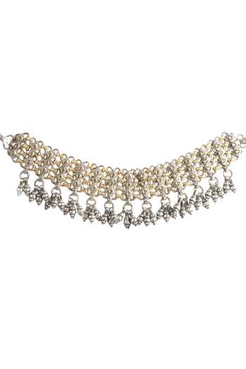 Buy_Sangeeta Boochra_Silver Plated Handmade Ghungroo Drop Necklace _Online_at_Aza_Fashions