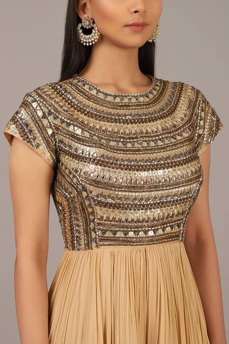 Buy Nidhika Shekhar Peach Silk Georgette Round Layered Gown Online at Aza Fashions Buy_Nidhika Shekhar_Peach Silk Georgette Round Layered Gown _Online_at_Aza_Fashions