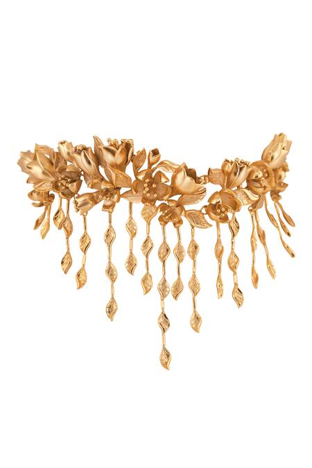 Opalina Soulful Jewellery Gold Plated Handcrafted Floral Choker Online at Aza Fashions Opalina Soulful Jewellery_Gold Plated Handcrafted Floral Choker _Online_at_Aza_Fashions