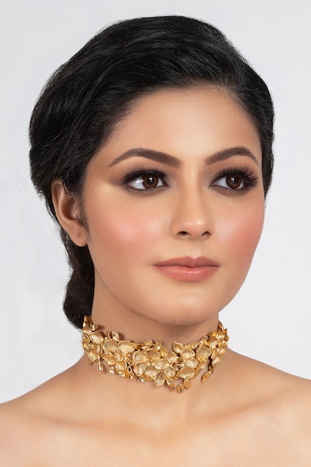Buy Opalina Soulful Jewellery Gold Plated Handcrafted Delicia Floral Choker Online at Aza Fashions Buy_Opalina Soulful Jewellery_Gold Plated Handcrafted Delicia Floral Choker _Online_at_Aza_Fashions