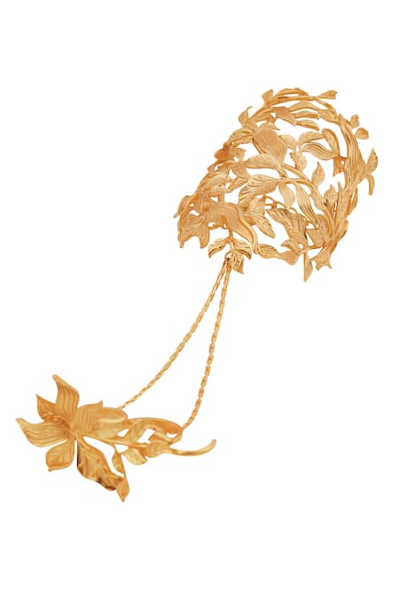 Opalina Soulful Jewellery_Gold Plated Handcrafted Carved Hand Harness _Online_at_Aza_Fashions