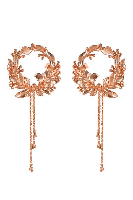 Shop_Opalina Soulful Jewellery_Gold Plated Handcrafted Hoop Danglers _at_Aza_Fashions
