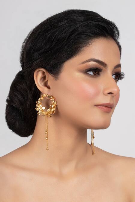 Buy Opalina Soulful Jewellery Gold Plated Beads, Cut Work Handcrafted Hoop Danglers Online at Aza Fashions Buy_Opalina Soulful Jewellery_Gold Plated Beads, Cut Work Handcrafted Hoop Danglers _Online_at_Aza_Fashions