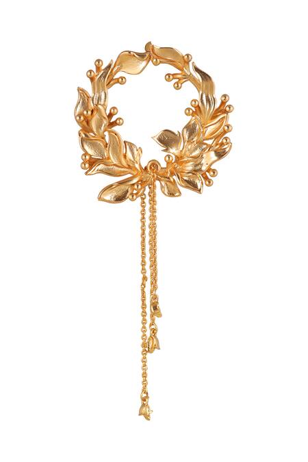 Shop Opalina Soulful Jewellery Gold Plated Beads, Cut Work Handcrafted Hoop Danglers Online at Aza Fashions Shop_Opalina Soulful Jewellery_Gold Plated Beads, Cut Work Handcrafted Hoop Danglers _Online_at_Aza_Fashions