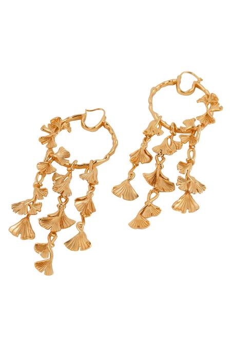 Opalina Soulful Jewellery Gold Plated Cut Work Handcrafted Carved Hoop Danglers Online at Aza Fashions Opalina Soulful Jewellery_Gold Plated Cut Work Handcrafted Carved Hoop Danglers _Online_at_Aza_Fashions