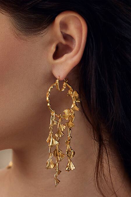 Buy Opalina Soulful Jewellery Gold Plated Cut Work Handcrafted Carved Hoop Danglers Online at Aza Fashions Buy_Opalina Soulful Jewellery_Gold Plated Cut Work Handcrafted Carved Hoop Danglers _Online_at_Aza_Fashions