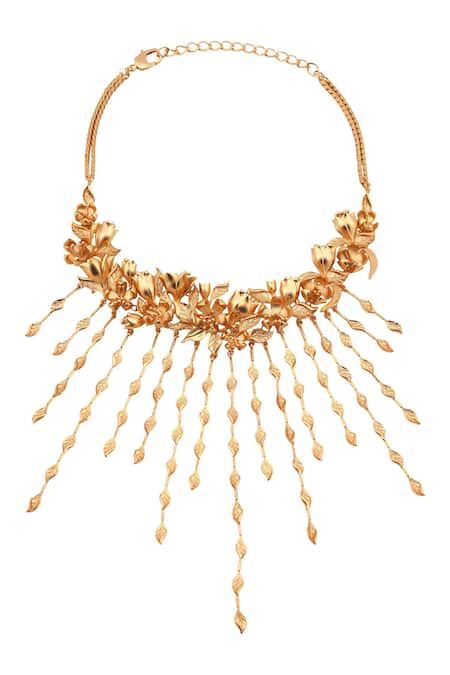 Opalina Soulful Jewellery_Gold Plated Handcrafted Floral Choker _Online_at_Aza_Fashions