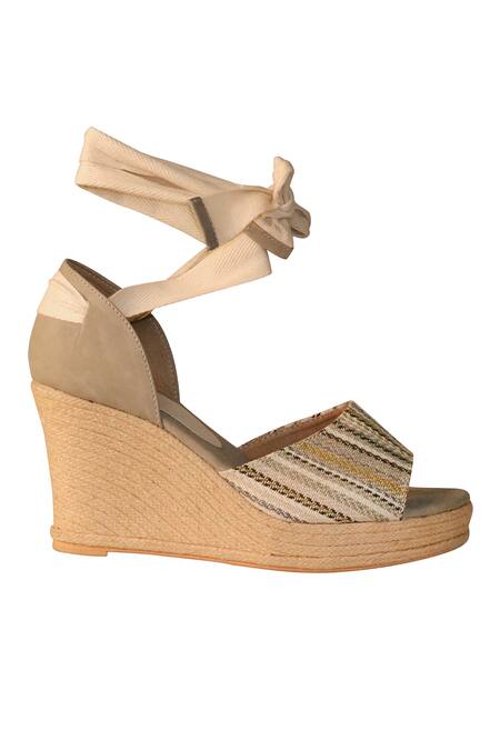 Veruschka By Payal Kothari_Beige Aruba Espadrille Wedges_Online_at_Aza_Fashions