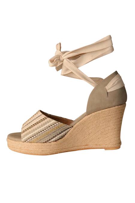 Shop_Veruschka By Payal Kothari_Beige Aruba Espadrille Wedges_Online_at_Aza_Fashions