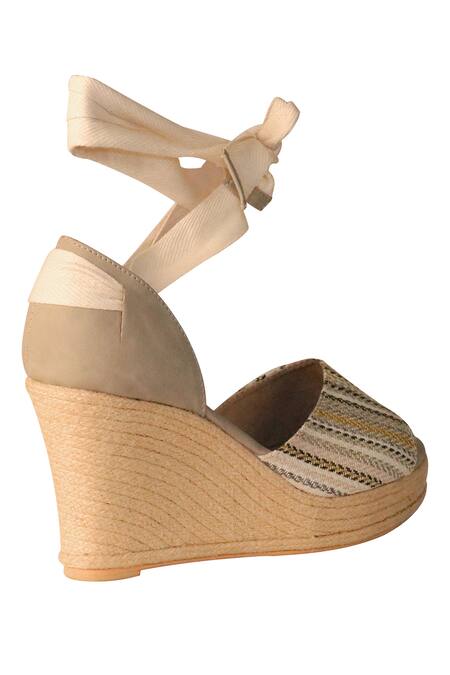 Veruschka By Payal Kothari_Beige Aruba Espadrille Wedges_at_Aza_Fashions