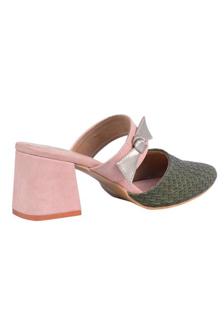 Veruschka By Payal Kothari_Green Bermuda Colorblock Mules_at_Aza_Fashions