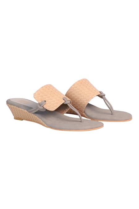 Buy_Veruschka By Payal Kothari_Yellow Bondi Woven Strap Wedges_Online_at_Aza_Fashions