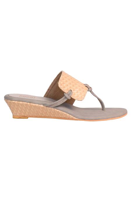 Veruschka By Payal Kothari_Yellow Bondi Woven Strap Wedges_Online_at_Aza_Fashions