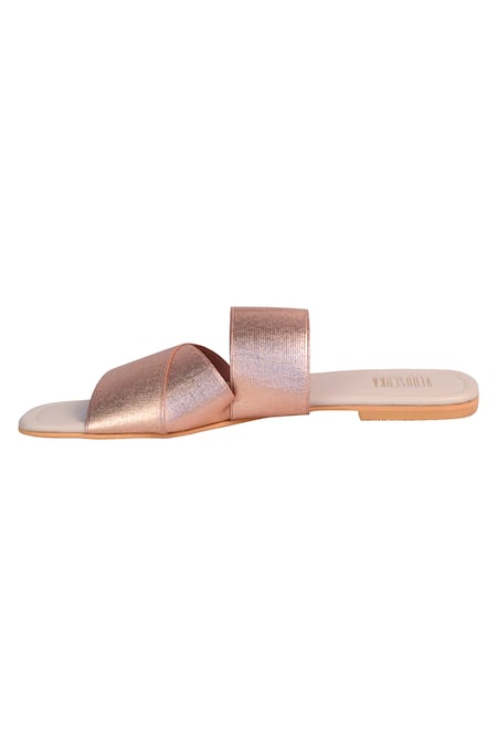 Shop_Veruschka By Payal Kothari_Pink Cayman Cross Strap Sandals_Online_at_Aza_Fashions