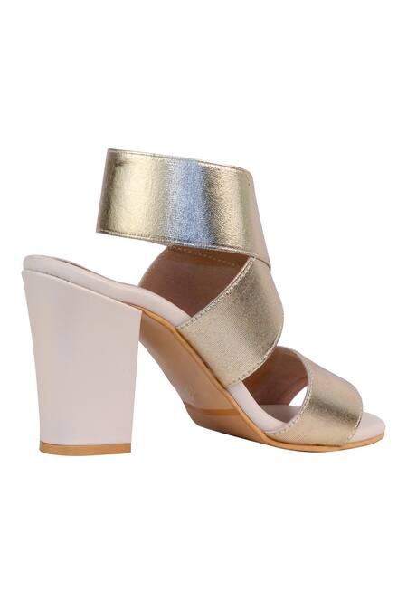 Veruschka By Payal Kothari_Gold Fiji Bandage Block Heels _at_Aza_Fashions