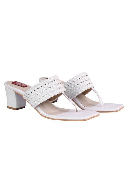 White leather block heel sandals hot sale