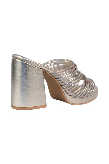 Veruschka By Payal Kothari_Gold Tahiti Open Toe Block Heels_at_Aza_Fashions