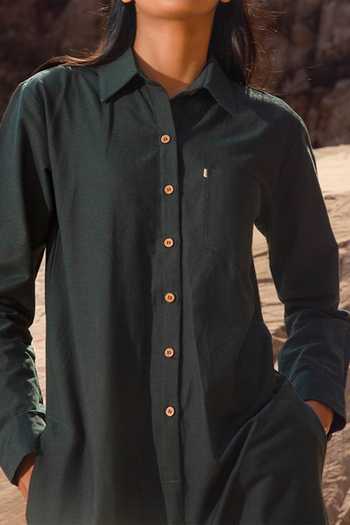 Kharakapas_Green Shirt Jumpsuit_at_Aza_Fashions