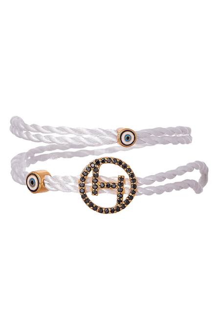 Shop Outhouse Gold Plated Crystal Handcrafted Monogram Wrap Bracelet at Aza Fashions Shop_Outhouse_Gold Plated Crystal Handcrafted Monogram Wrap Bracelet_at_Aza_Fashions