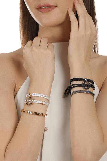 Buy Outhouse Gold Plated Crystal Handcrafted Monogram Wrap Bracelet Online at Aza Fashions Buy_Outhouse_Gold Plated Crystal Handcrafted Monogram Wrap Bracelet_Online_at_Aza_Fashions