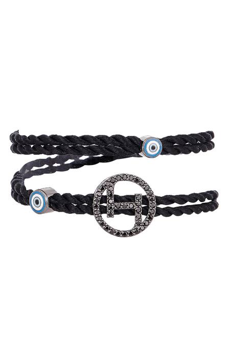 Shop Outhouse Silver Plated Crystals Handcrafted Monogram Wrap Bracelet at Aza Fashions Shop_Outhouse_Silver Plated Crystals Handcrafted Monogram Wrap Bracelet_at_Aza_Fashions